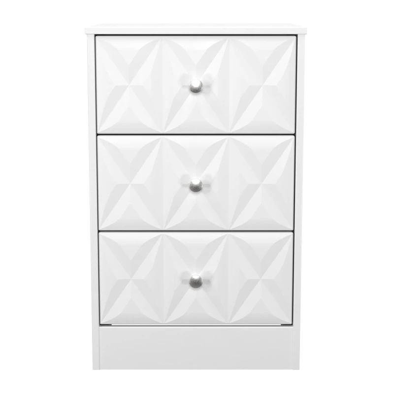 Image of Genoa Ready Assembled Matt White 3 Drawer Bedside Chest (H)726mm (W)450mm (D)395mm