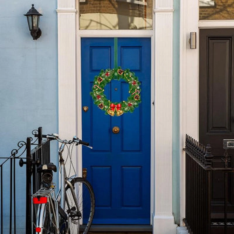 Image of Shatchi 38Cm Metal Wreath Hanger Green - Classic Look For Seasonal Decor