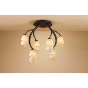 Image of Ceiling lamp Forest 6 bulbs G9, brown/black oxidized