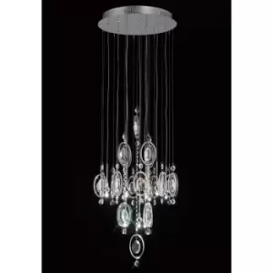 Image of Diyas - Solana Pendant Lamp 9 Polished Chrome/Crystal Bulbs