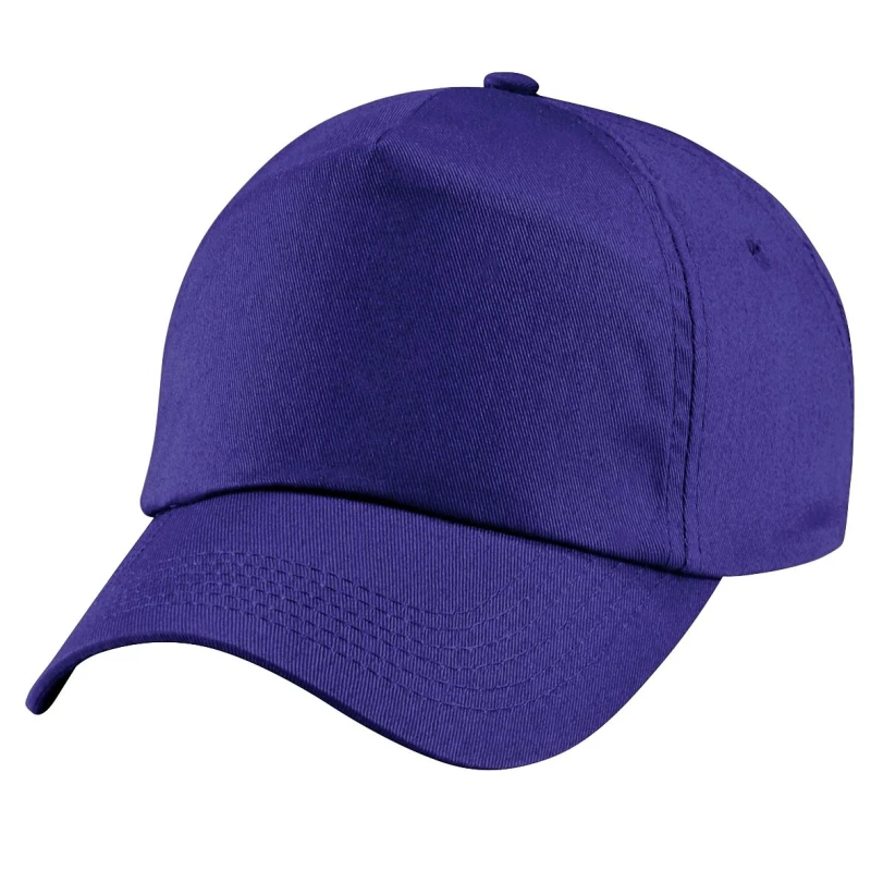 Image of Beechfield Plain Original 5 Panel Baseball Cap in Purple Purple Unisex One Size
