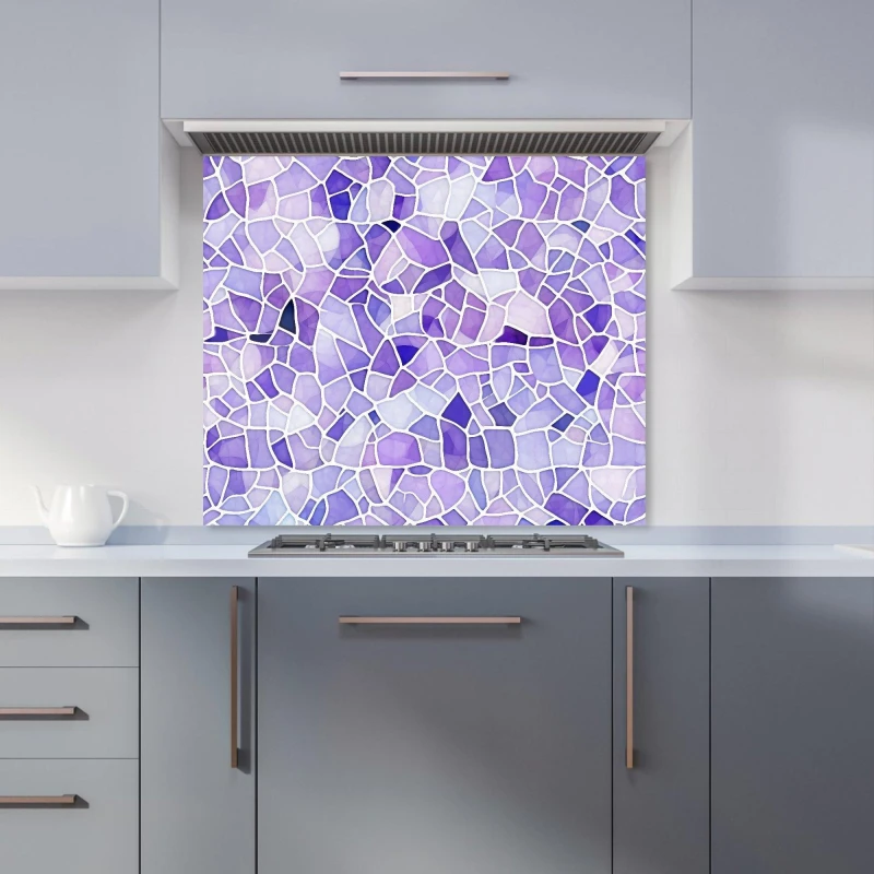 Image of Warren Reed - Designer Purple & White Mosaic Design Kitchen Splashback Size: 900mm x 650mm Purple Unisex 900mm x 650mm