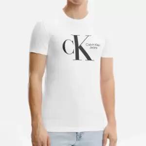 Image of Calvin Klein Jeans Mens Dynamic Centre Logo T-Shirt - Bright White - S
