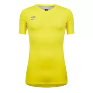 Image of Umbro V Neck Short Sleeve Baselayer Top Mens - Yellow