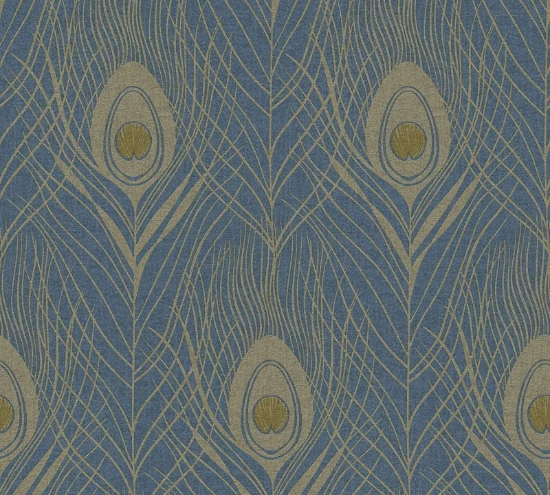 Image of A.S. Creation Peacock Bird Feather Design Non Woven Vinyl Wallpaper Teal