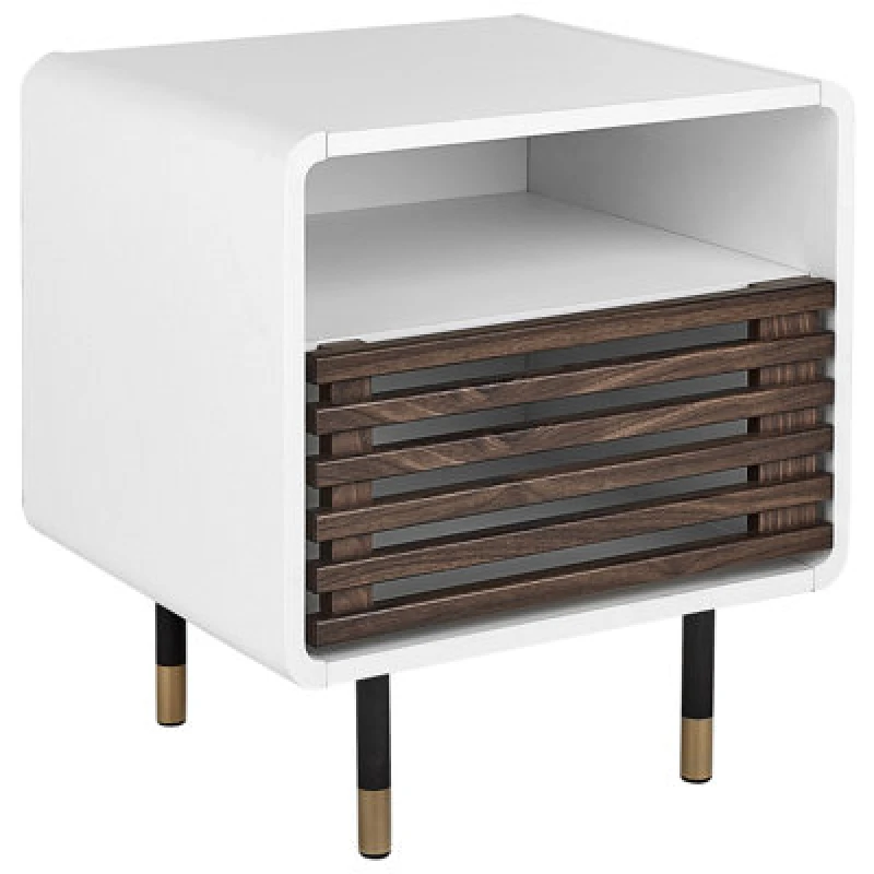 Image of Beliani 1 Drawer Bedside Table Rifle White