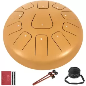 Image of Steel Tongue Drum 12" 11 Notes Drum Handpan With Bag Book Mallets Finger Picks