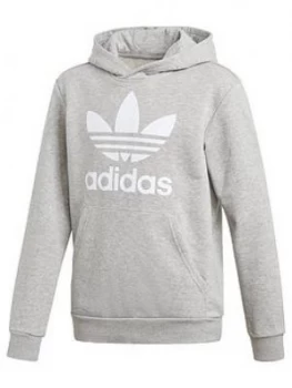 Image of Boys, adidas Originals Trefoil Hoodie - Grey Heather, Size 13-14 Years