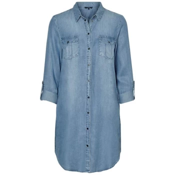 Image of Vero Moda Long Sleeve Shirt Dress - Light Blue