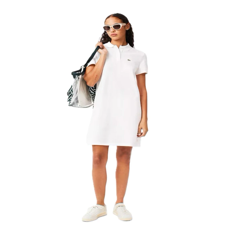 Image of Lacoste Womens Supple Petit Pique Polo Dress White female 4 (32)