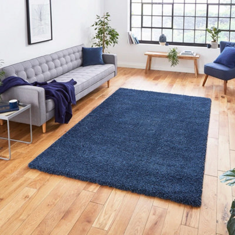 Image of (80x150cm) Sierra 9000 Shaggy Rugs in Dark Blue High Dense Soft Polypropylene Mats