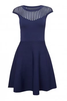 Image of French Connection Rose Crepe Fit And Flare Dress Indigo