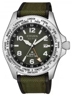 Image of Citizen Mens Eco-Drive Promaster GMT Green Canvas Strap Watch