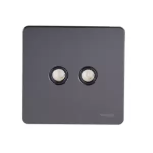 Image of Schneider USFP Twin Coaxial Socket Black Insert Black Nickel - GU7420BBN