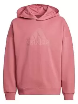 Image of adidas Unisex Junior Future Icons Badge Of Sport Logo Hoodie - Dark Pink Size 13-14 Years
