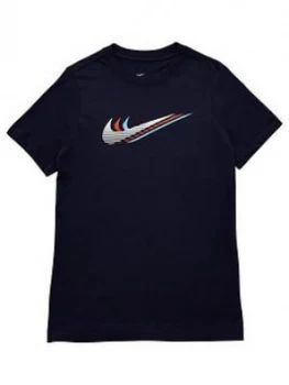 Image of Boys, Nike Unisex Nsw Tee Triple Swoosh Tshirt, Black, Size M