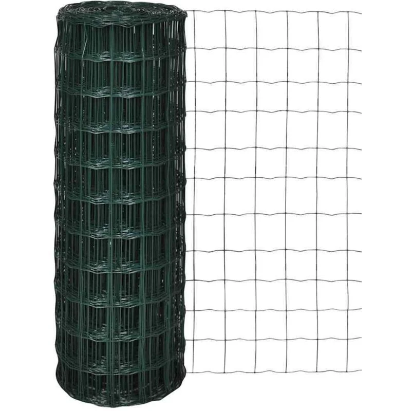 Image of vidaXL Euro Fence Panel Screen Barrier 10x1.2 m with 76x63mm Mesh Steel Green