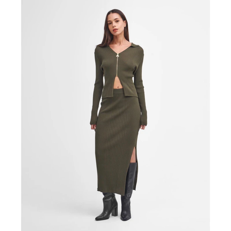 Image of Barbour International Mondale Knitted Midi Skirt - Green Green 12