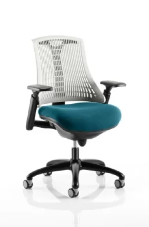 Image of Flex Task Operator Chair Black Frame White Back Bespoke Colour Seat Teal