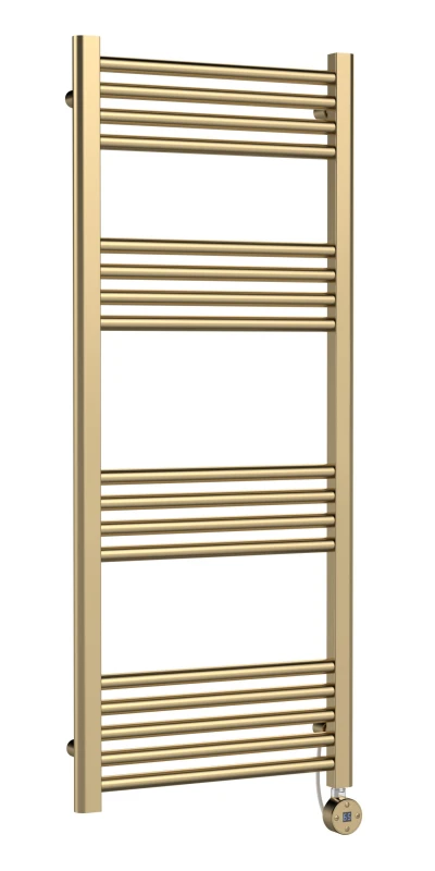 Image of Balterley Round Tube Towel Rail with 17 Bars, 1200mm x 500mm - Brushed Brass in Metallics Metallics Unisex
