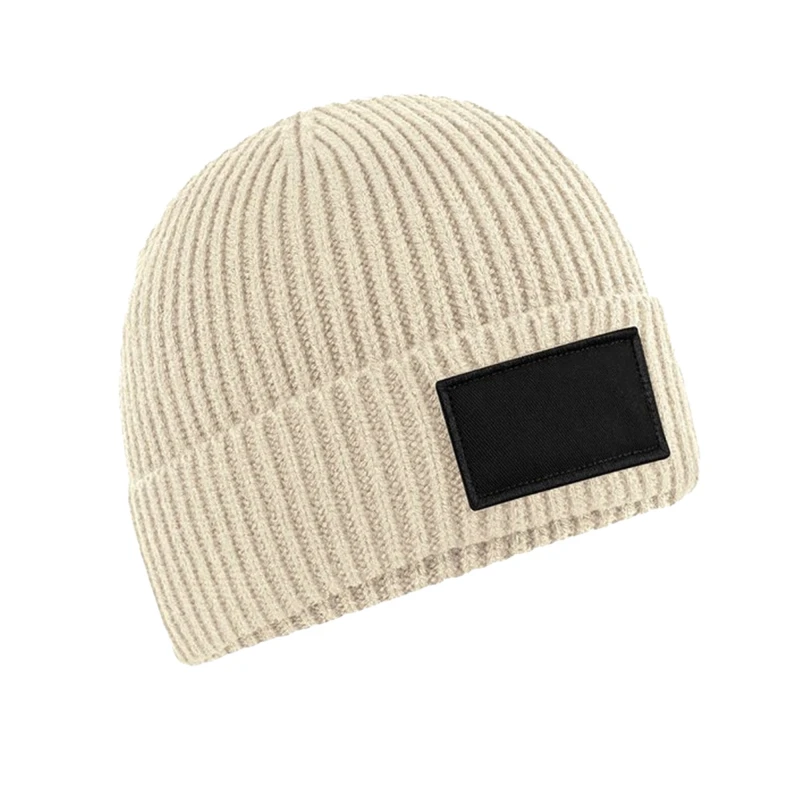 Image of Beechfield Beechfield Men Fashion Patch Beanie in Beige Beige One Size Male 5063238606999