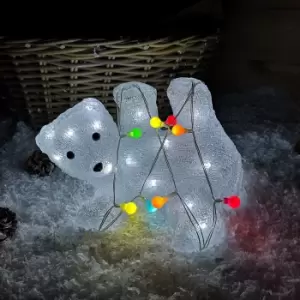 Image of 21cm LED Indoor Outdoor Acrylic Polar Bear Christmas Decoration in Cool White