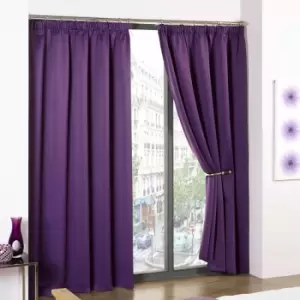 Image of Emma Barclay Cali Thermal Woven Blackout Pencil Pleat Curtains, Amethyst, 46 x 72 Inch