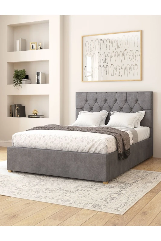 Image of Aspire Aspire Olivier Electric Adjustable Bed Upholstered in Plush Velvet Fabric with Pocket Sprung Mattress UK Made in Grey Size: Double Grey Doubl