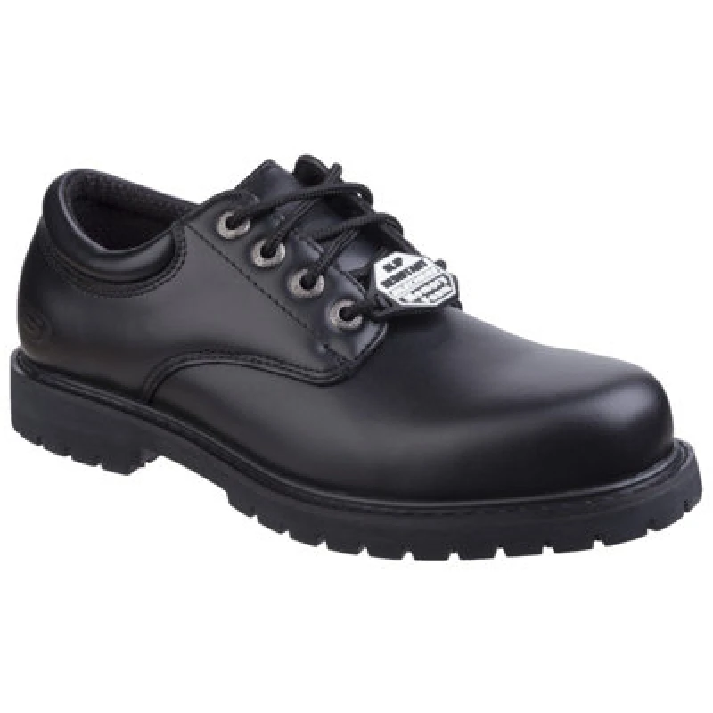 Image of Skechers Work Cottonwold Elks Derby Shoe - Black Size 8, Men Black VXJ26 Male 8