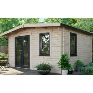 Image of Power Sheds 12 x 14ft Left Hand Door Apex Chalet Log Cabin
