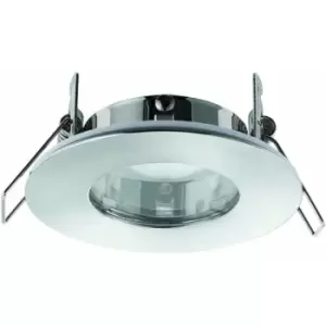 Image of Loops - IP65 Bathroom Slim Round Ceiling Downlight Brushed Chrome Recessed GU10 Lamp