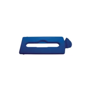 Image of Slim Jim Recycling Station Bin Paper Slot Lid Blue