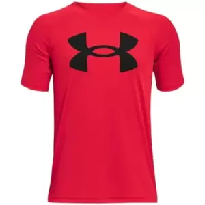 Image of Under Armour Tech Big Logo Short Sleeve T Shirt Junior Boys - Red