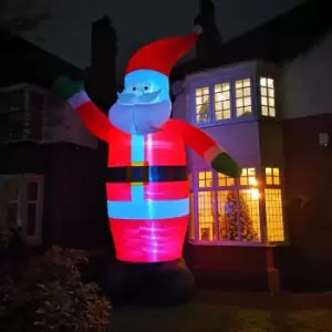 Image of GIANT: 20ft (6m) Outdoor Inflatable Lit Christmas Santa with Raised Arm & 28 LEDs