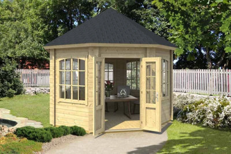 Image of Lasita Maja Jamaica-Log Cabin, Wooden Garden Room, Timber Summerhouse, Home Office - L389.4 X W389.4 X H345.4 Cm
