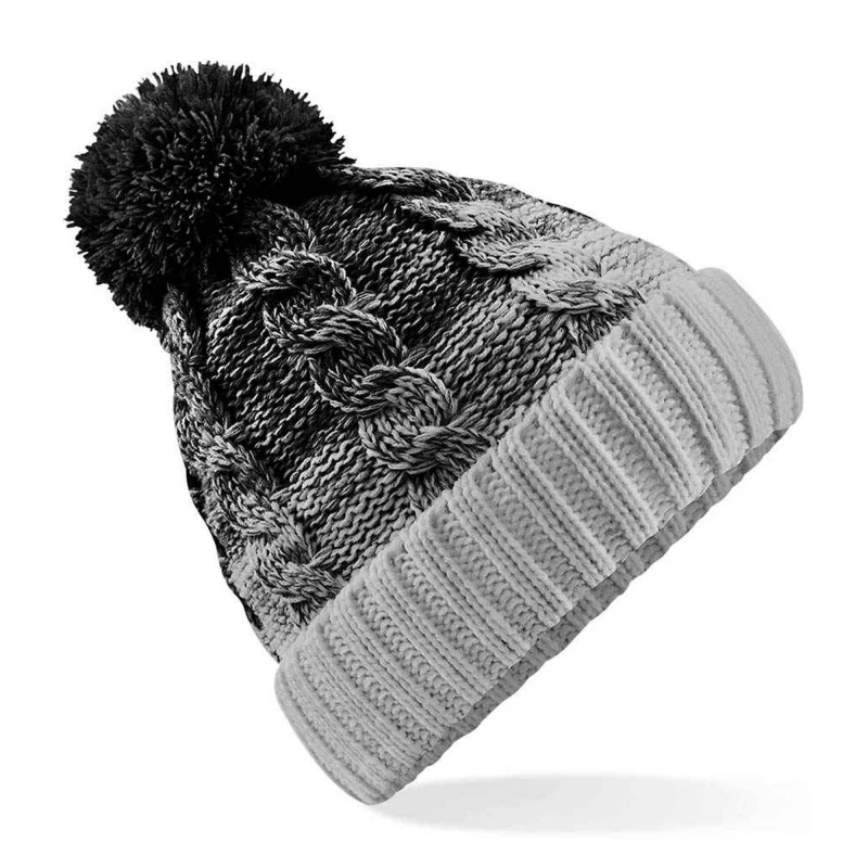 Image of Beechfield Beechfield Men Ombre Pom Pom Beanie in Black One Size Male 5063527899545