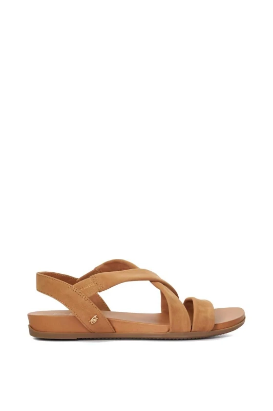 Image of Dune London Womens Wide Fit 'Landies' Sandals in Camel Size: 5 Camel Female 5