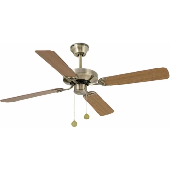 Image of Faro Yakarta Medium Ceiling Fan with / without Light Antique Brass, Oak