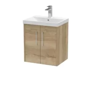 Image of Hudson Reed Juno 500mm Wall Hung 2 Door Vanity & Thin-Edge Basin - Autumn Oak