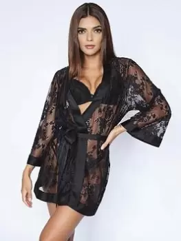 Image of Ann Summers Nightwear & Loungewear The Dark Hours Robe - Black Size M Women
