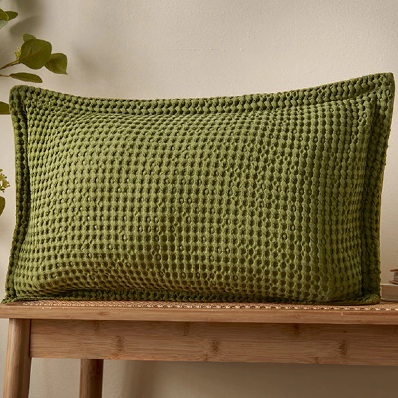 Image of Pineapple Elephant Jaipur Waffle 30cm x 50cm Oxford Filled Boudoir Olive Green