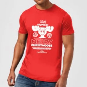 Image of National Lampoon Merry Christmoose Mens Christmas T-Shirt - Red - S