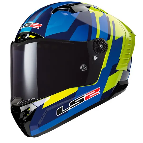 Image of LS2 FF805 Thunder Carbon Gas Blue H-V Yellow Full Face Helmet Size XL