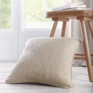 Image of Appletree Loft Boucle Textured Weave Jacquard Piped Edge Filled Cushion, Linen, 43 x 43 Cm