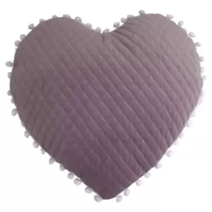 Image of Little Furn. Large Heart Pom-Pom Pre-filled Cushion Polyester Lilac