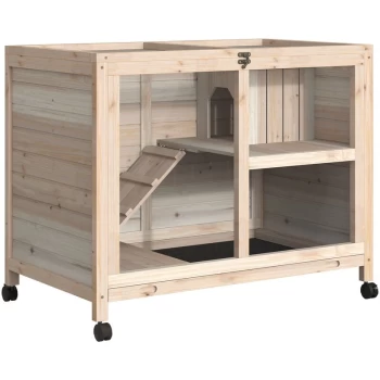 Image of Pawhut - Solid Wood Rabbit Hutch Pet House Indoor W/ Ramp