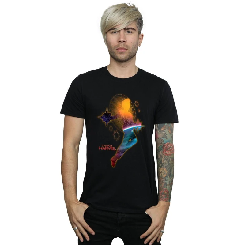 Image of Marvel Marvel Men Captain Nebula Flight T-Shirt in Black Size: Small Black S Male 5059114207541
