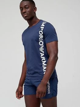 Image of Emporio Armani Classic Logo Swim T-Shirt - Navy, Size S, Men