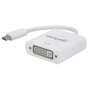 Image of Manhattan USB-C to DVI-D Converter Cable 4K@30Hz White 8cm Male to Female Equivalent to Startech CDP2DVIW Compatible with DVD-D Three Year Warranty Bl
