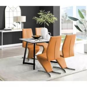 Image of Furniture Box Carson White Marble Effect Dining Table and 4 Mustard Willow Chairs